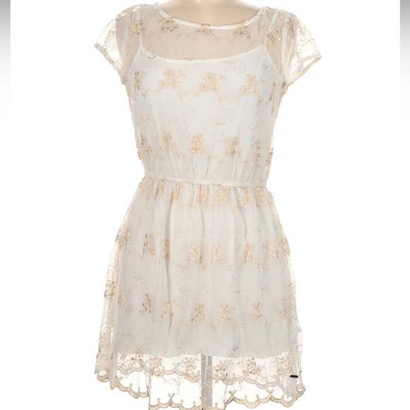 NWOT Designer Abercrombie & Fitch Cream and gold accent  in M Dress - Picture 1 of 2
